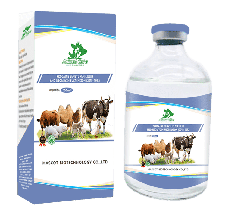 Procaine Benzylpenicillin and Neomycin Suspension (20+10%), a combination antibiotic used to treat bacterial infections in animals.